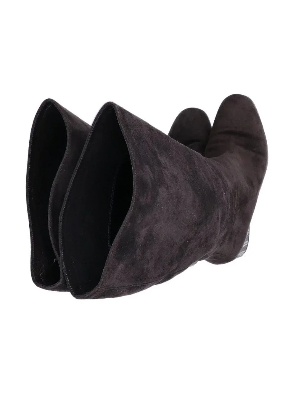 Hermes Striped Chunky Heel Suede Long Boots